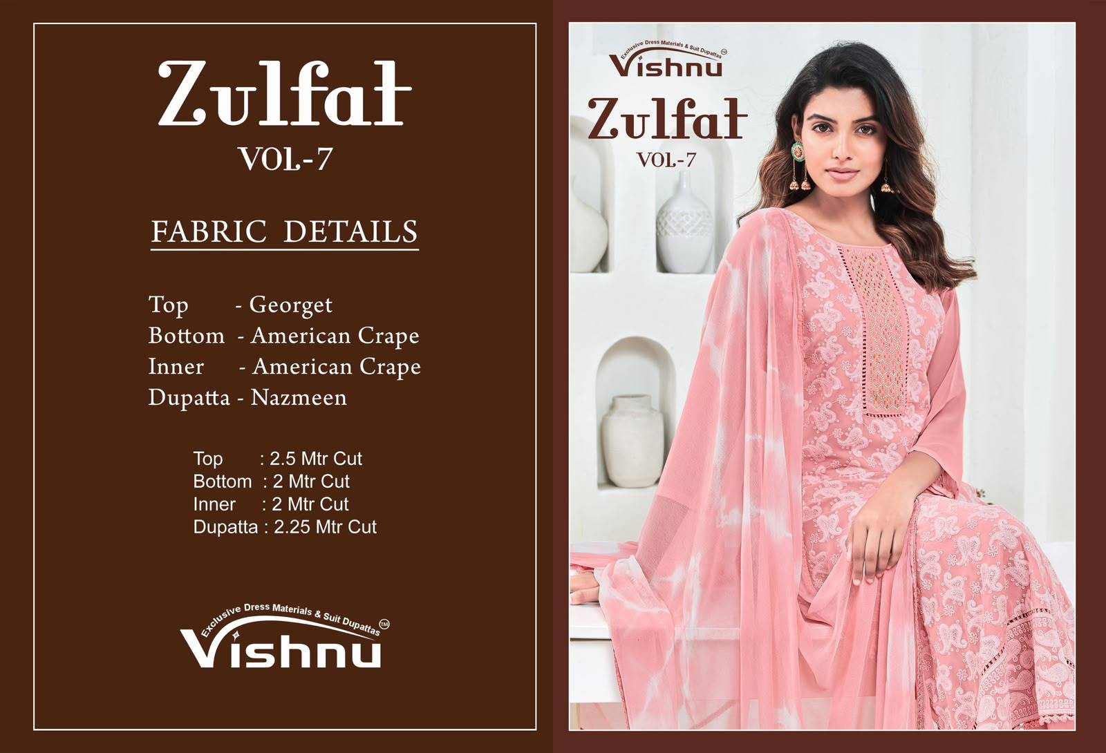 ZULFAT VOL-7 By VISHNU 81001 To 81008 Series Indian Traditional casual wear Pakistani Georgette dresses At Wholesale Price